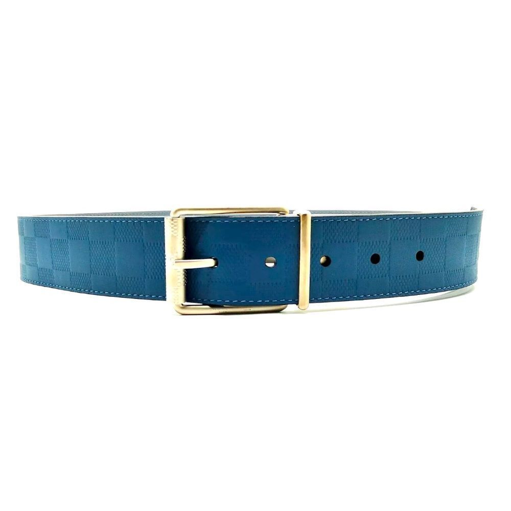 NEW Auth Louis Vuitton Blue Leather Damier Infini Belt Men’s Size 90 Very Good - Picture 10 of 11